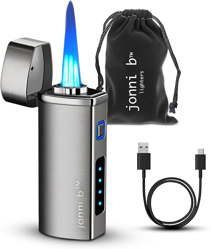 Jonni B Brushed Black 3-Flame Butane Torch Lighter